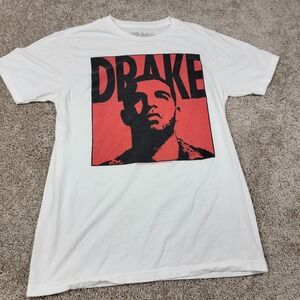 Drake Graphic T-Shirt Red Black Portrait Short Sleeve Top Large